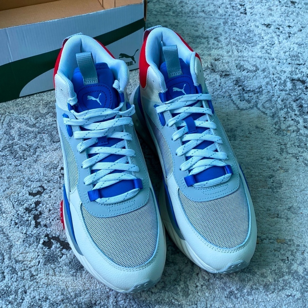 Puma Wild Rider Mid Ivory Glow‎ & Future Blue Sneakers Men’s Size 9.5
